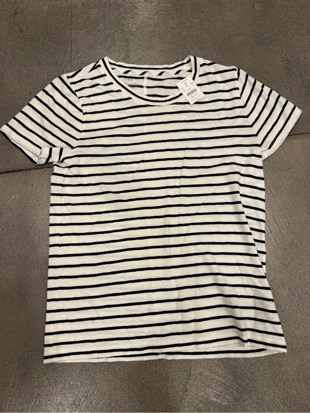 J. Crew Black & White Striped Short Sleeve Tee - Girlfriend Tee